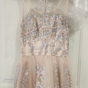 Chi Chi London Dress US Size 4 Lace Blush Pink Embroidered